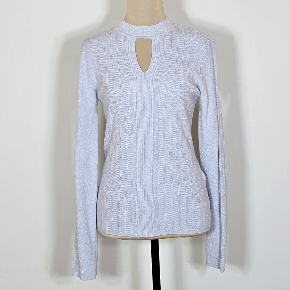 White House Black Market Light Gray Shimmer Sweater